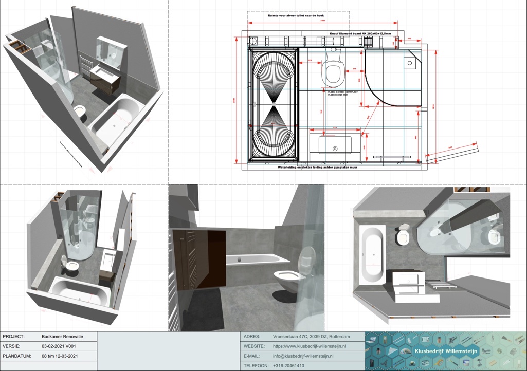 3D render badkamer renovatie